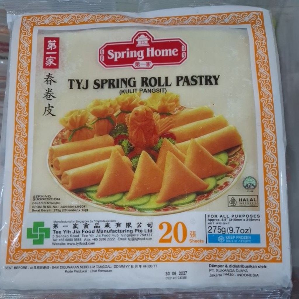 

TYJ SPRING ROLL PASTRY 275G (KULIT PANGSIT)