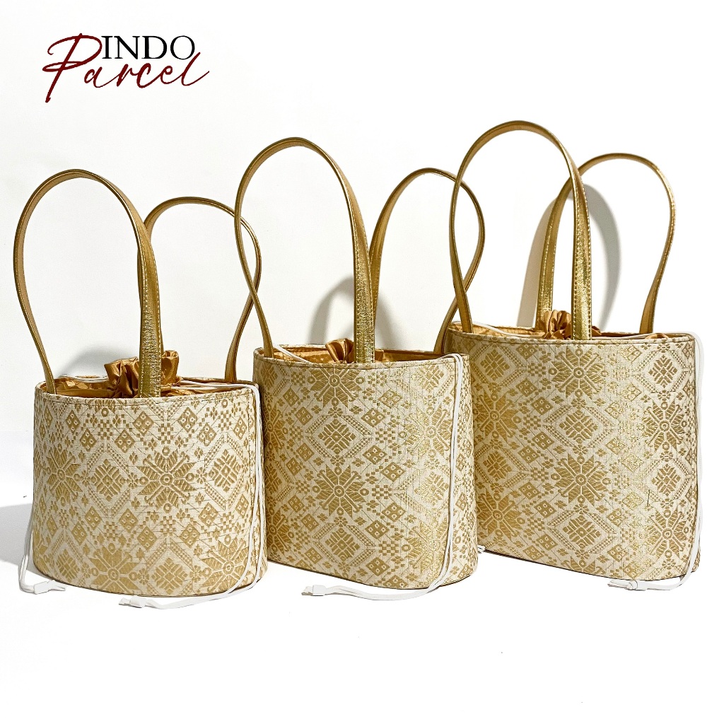 

INDOPARCEL - Tas Oval Songket Serut Tas Goodiebag Ramadhan Tas Kado Hari Raya Idul Fitri