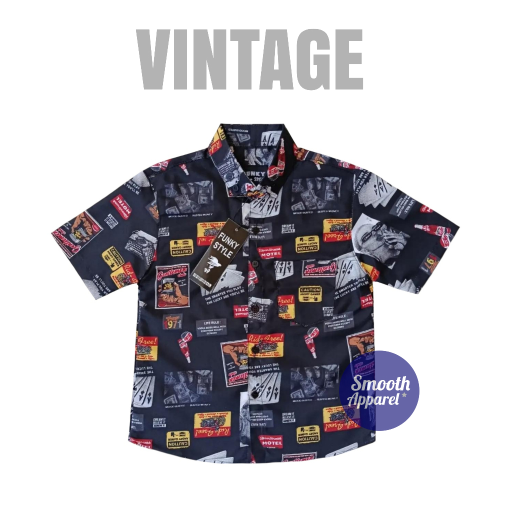 Kemeja Anak Motif Vintage Outfit Style Cowok Keren Kece