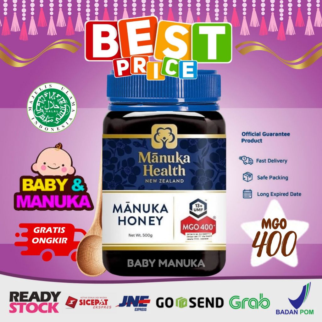 

Manuka Health MGO 400 / UMF 13 (500g) - madu Manuka Honey New Zealand (BPOM)