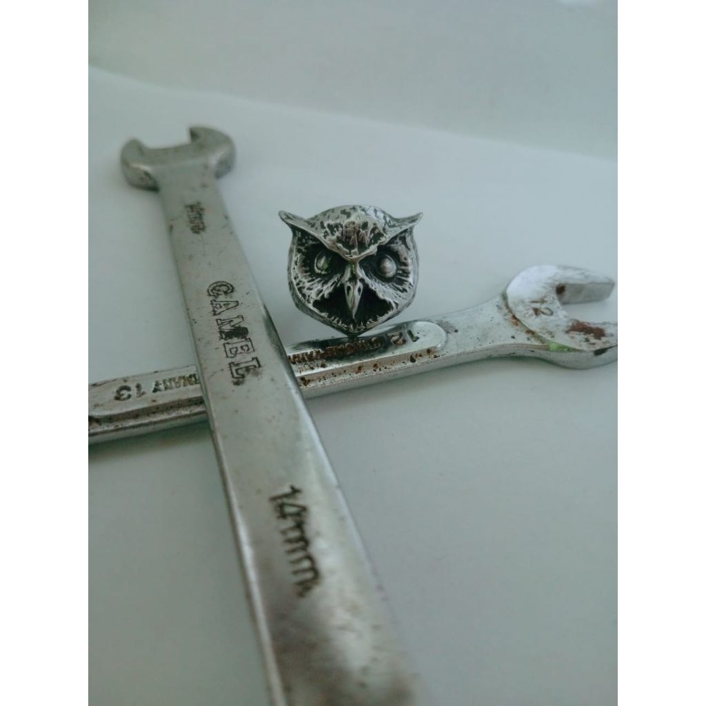 ring Skull owl Skull ring cincin tengkorak pewter