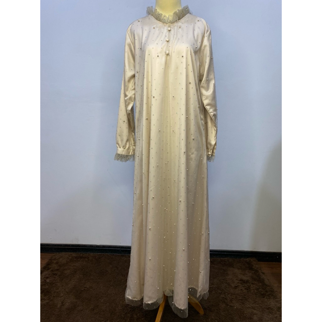 Dress/gamis gaun tile payet satin pesta kondangan lebaran mewah premium