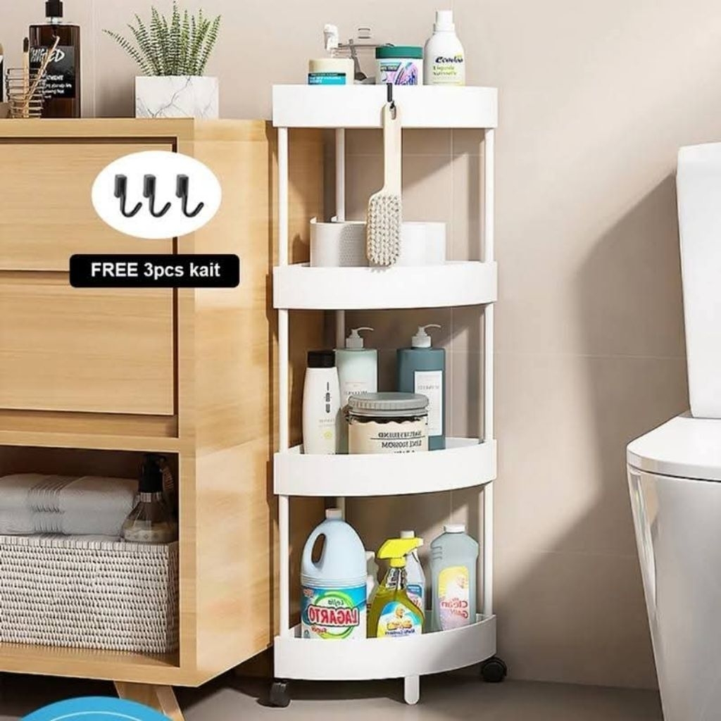 RAK SUDUT PLASTIK | RAK TROLI SUDUT | RAK DAPUR RAK SERBAGUNA