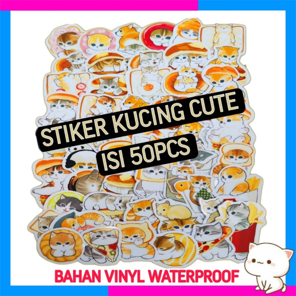 

COD stiker kucing orange waterproof isi 50pcs