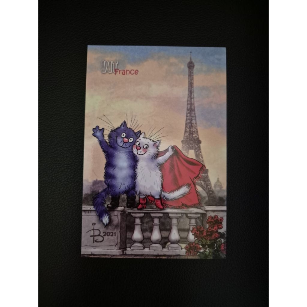 

kartu pos kucing bluecat/bluecat in eiffel tower postcard
