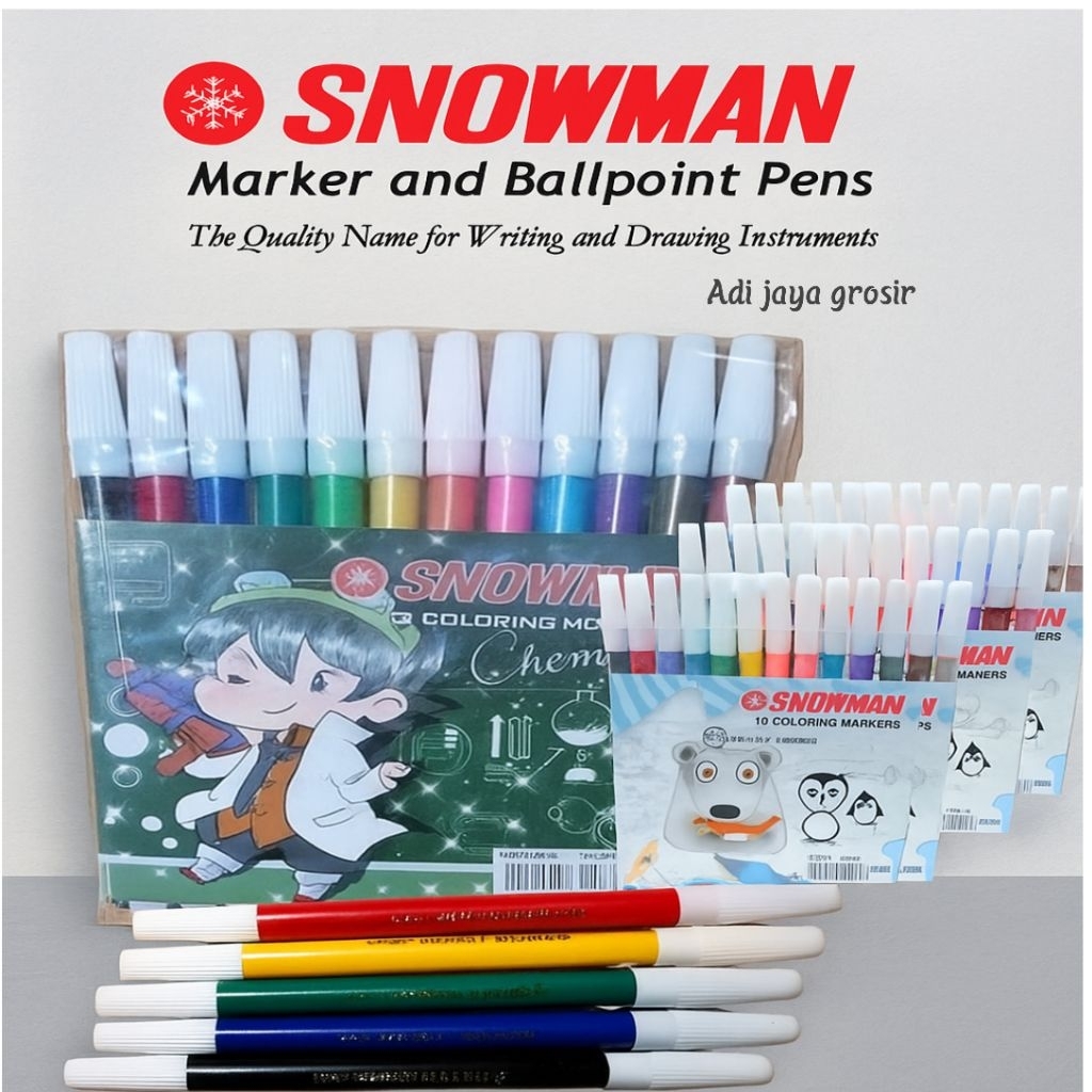 

spidol warna SNOWMAN 1 pack isi 12 pcs