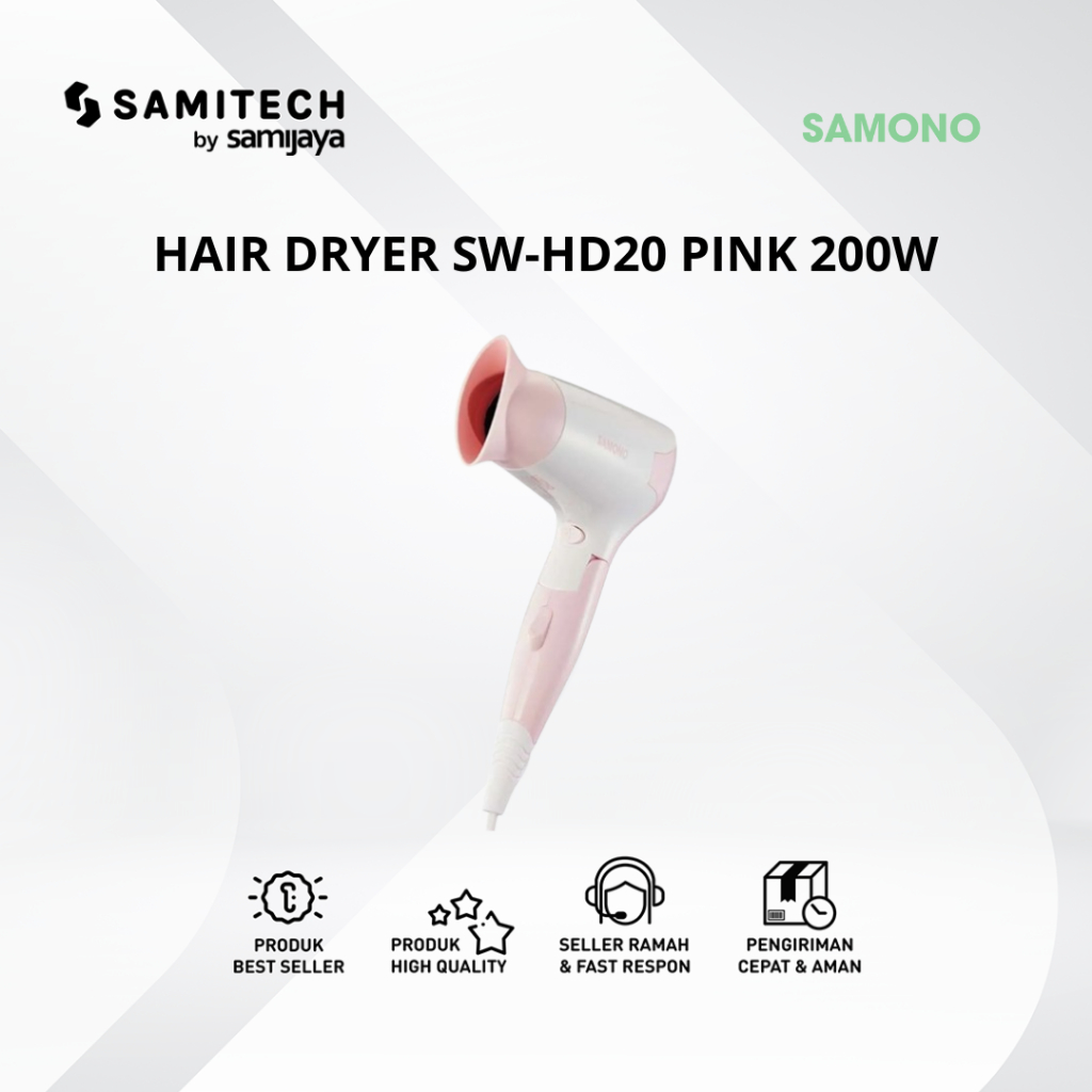 Samono Hair Dryer SW-HD20 Pink 200W Pengering Rambut Lipat Travel