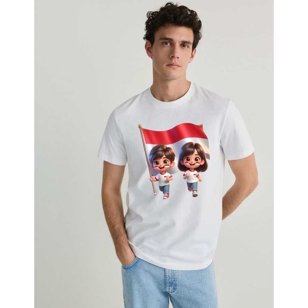 Kaos Pria 3D Motif Dirgahayu RI/Kaos Kemerdekaan Indonesia Bahan Premium Terlaris/Baju Pria Kasual