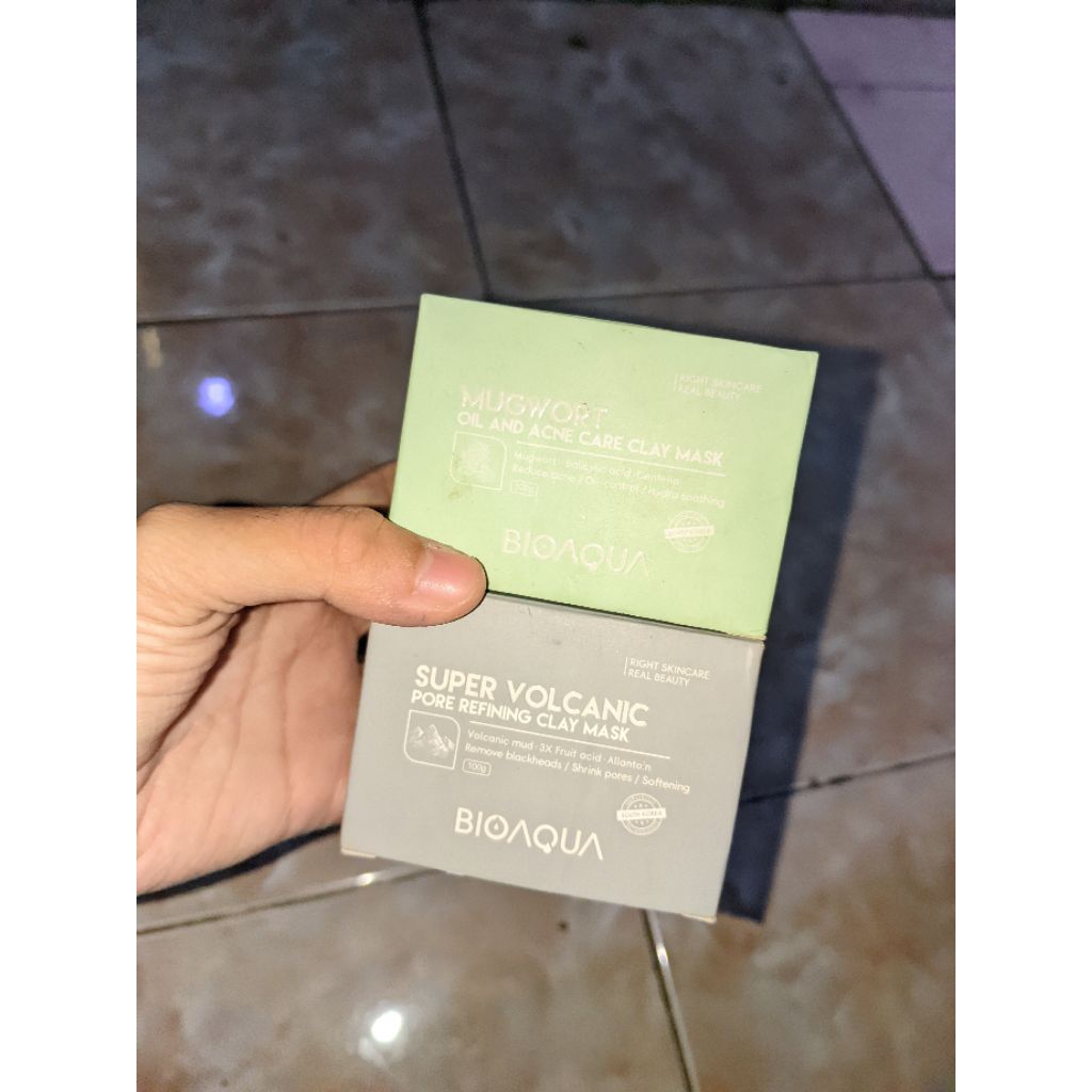 PRELOVED MASKER WAJAH BIOAQUA CLAY MASK BUNDLING | Super Volcanic | Mugwort