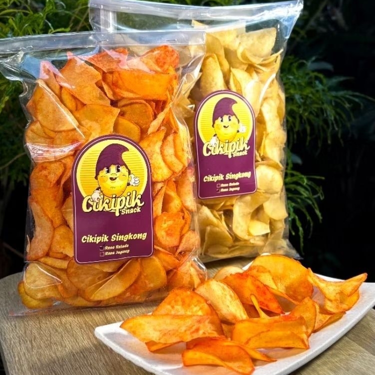 

Cikipik Snack - Keripik singkong asin manis gurih rasa jagung balado renyah di mulut rasa nempel dilidah
