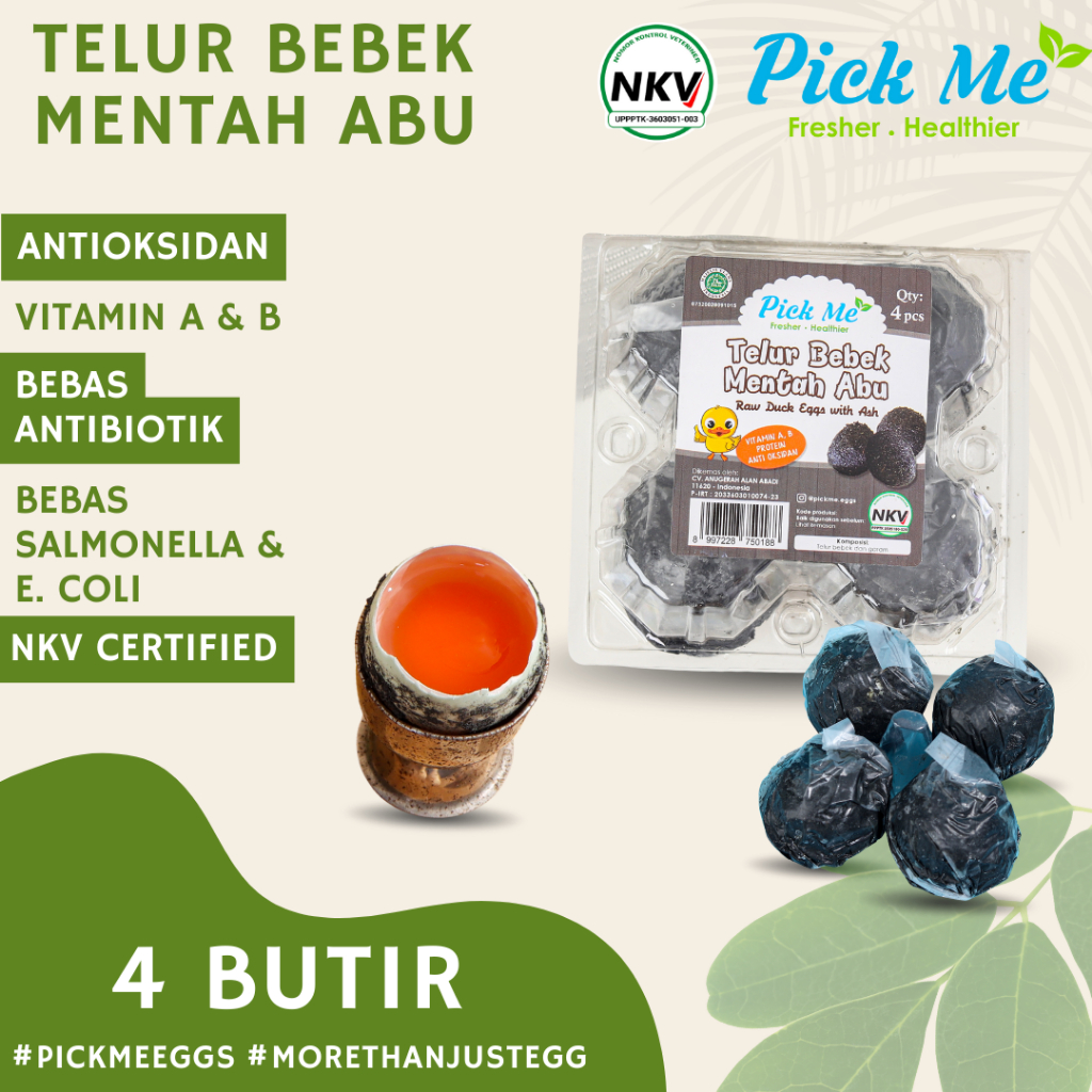 

Telur Bebek Mentah Abu Pick Me Eggs 4 Butir