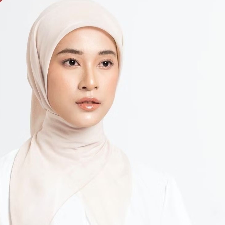 Napocut - Jilbab paris jepang original polos - warna light khaki, cream nude & ivory