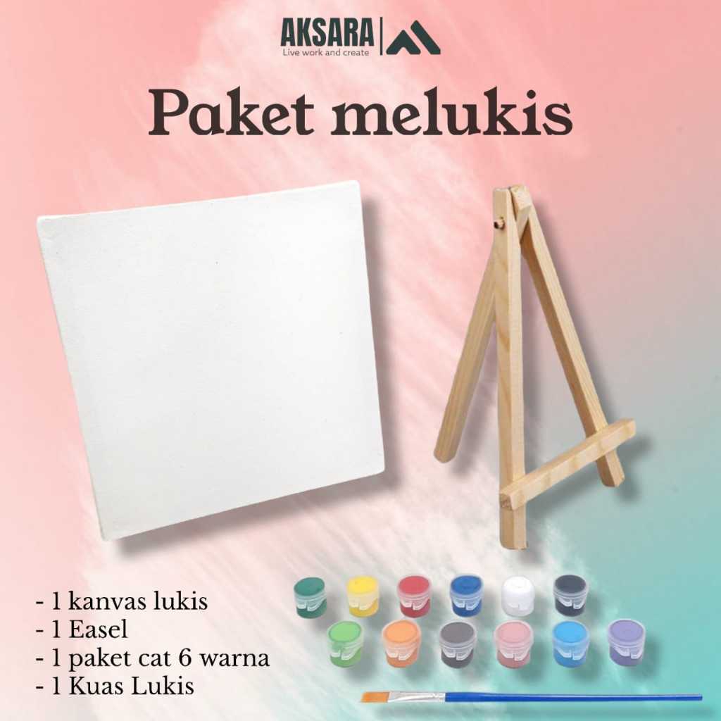 

Paket Lengkap Kanvas Lukis Ukuran 20 X 30 CM Dengan Cat Kuas Easel Palet Lukis / Murah Paket Lengkap Lukis Edukasi Kreatif Anak / Souvenir Hadiah Anak
