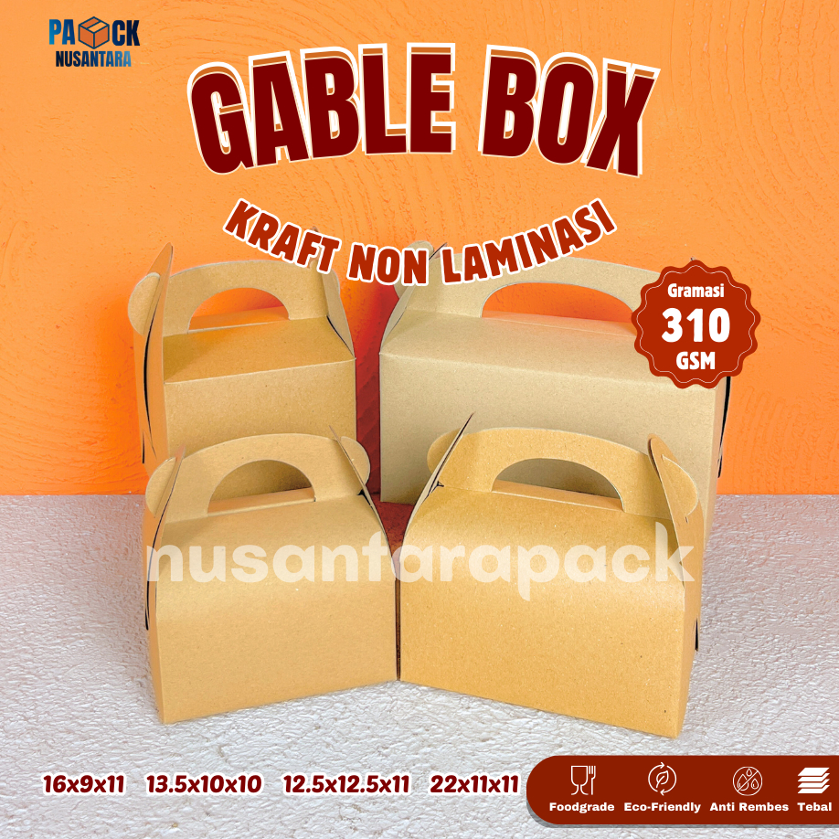 

Gable Box Kraft Coklat Non Laminasi Box Jinjing Hampers Souvenir Makanan Snack 12 13 16 22 cm