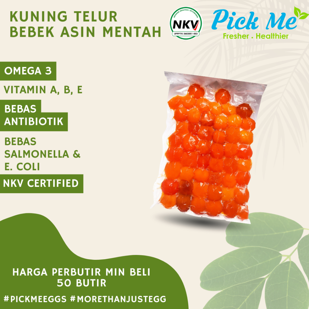 

Kuning Telur Bebek Asin Mentah Pick Me Eggs 50 Butir