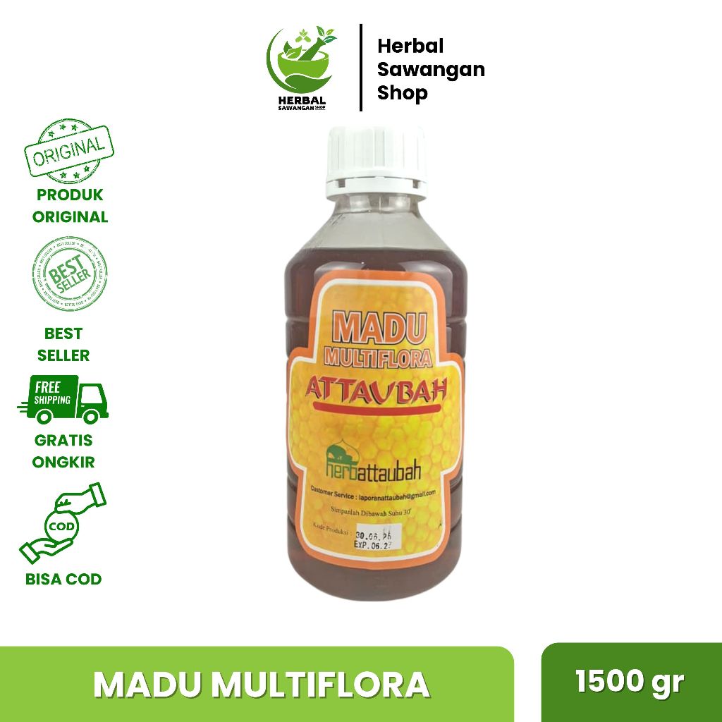 

Madu Multiflora Attaubah 1500gr - Madu Asli Murni Multiflora Premium Attaubah