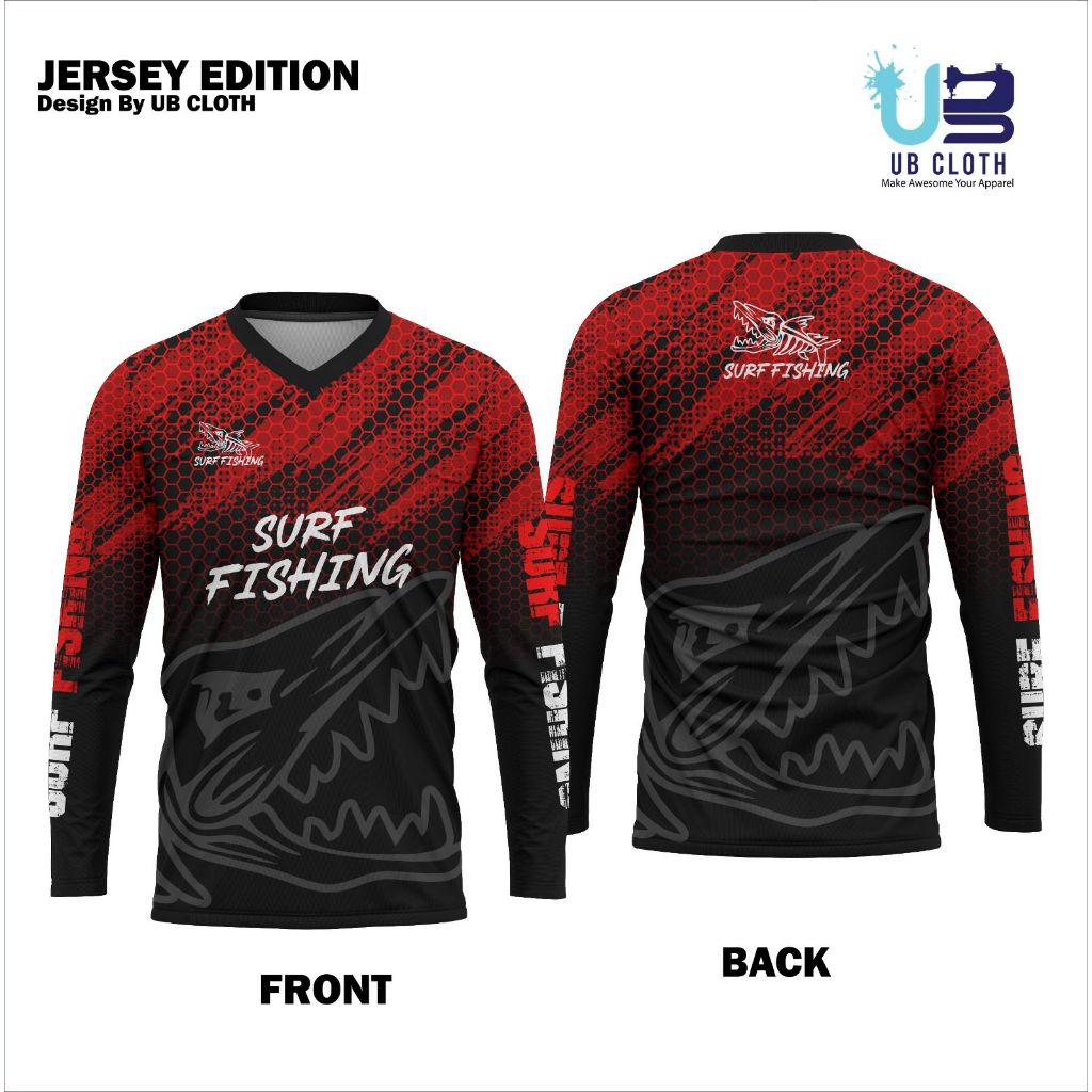 Baju Jersey Mancing Surf Fishing Lengan Panjang Baju Sport Drifit Printing