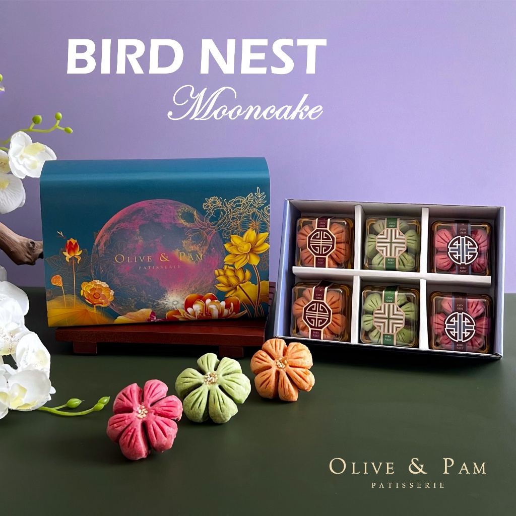 

Olive and Pam Birdnest Mooncake / Thousand Layers Mooncake / Kue Bulan / Baked Mooncake Panggang
