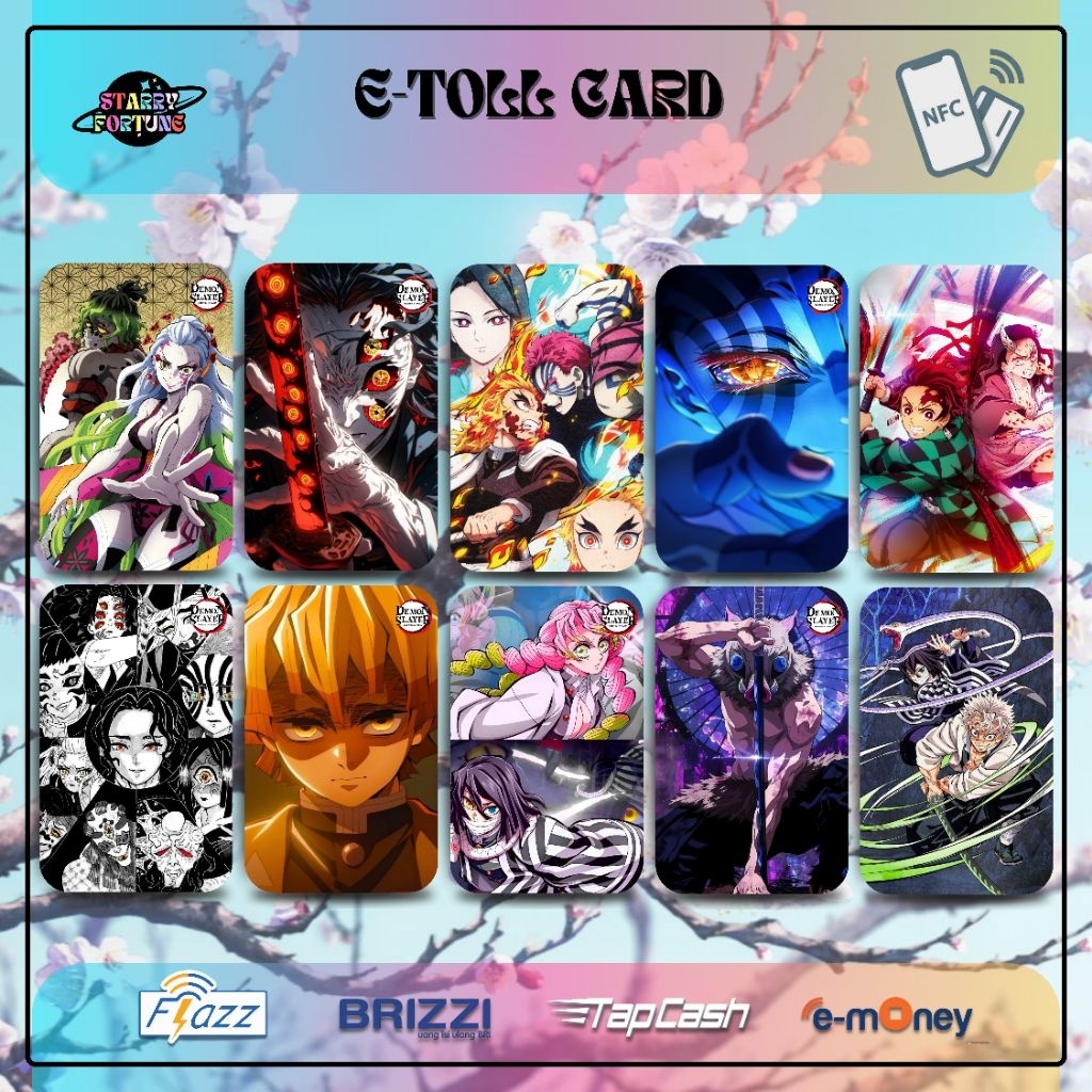 DEMON SLAYER KIMETSU NO YAIBA KARTU Flazz/Brizzi/Tap-Cash/E-money SALDO NOL TAPCARD E-TOLL PARKIR AN