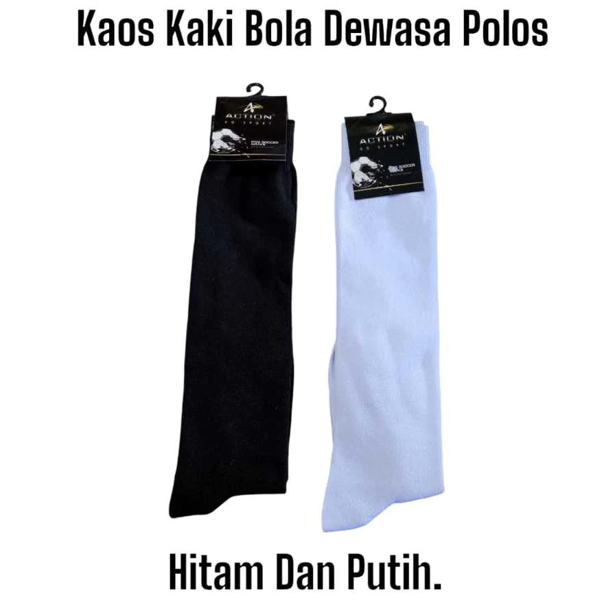 Kaos Kaki Sepak Bola Dan Futsal Dewasa Panjang Polos Hitam Dan Putih, Kaos Kaki Olahraga Bola Tebal