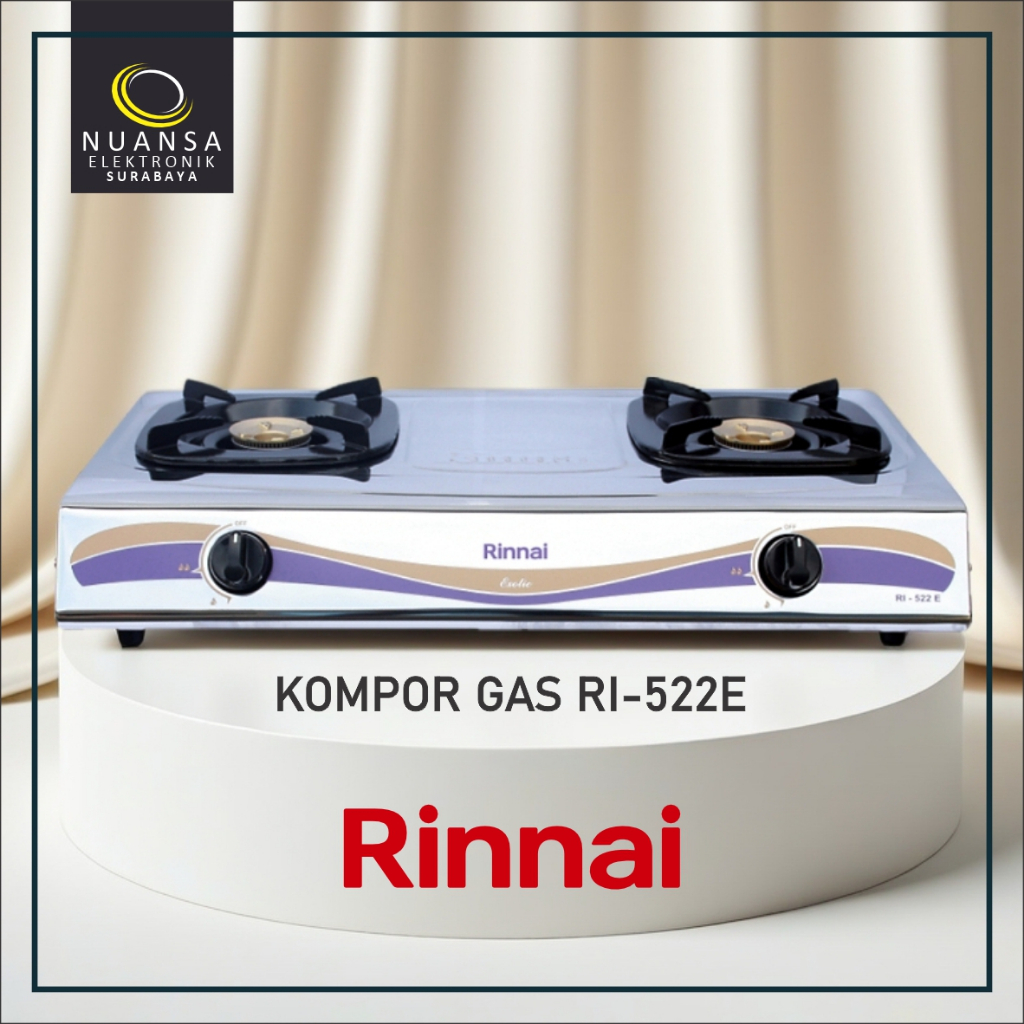 RINNAI RI-522E / RI 522E / 522 E Kompor Gas 2 Tungku Api Ekonomis Garansi 5 Tahun
