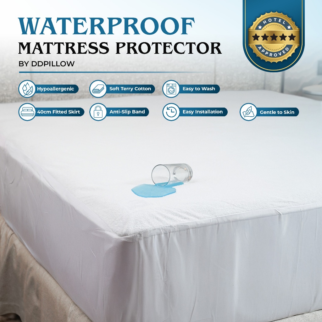 DDPillow Waterproof Mattress Protector | Pelindung Kasur Anti-air | Matras Protector Anti Air