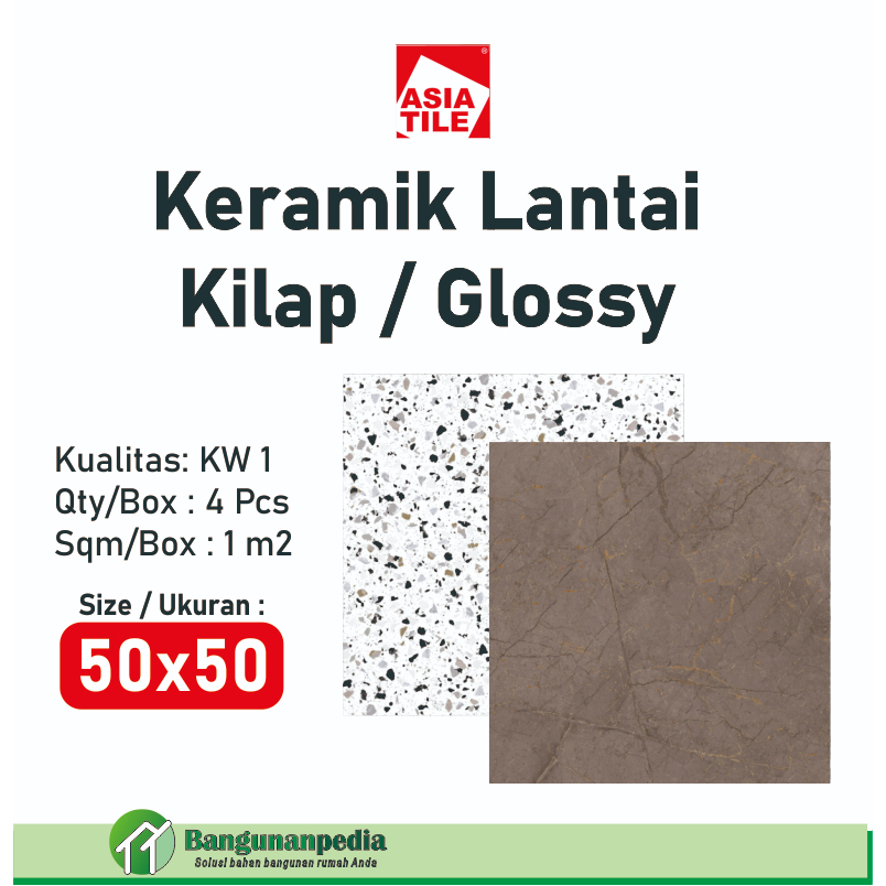 KERAMIK LANTAI 50x50 ASIA TILE GLOSSY KILAP
