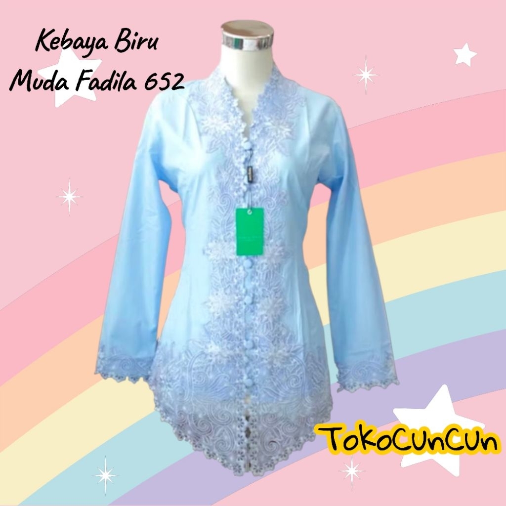 KEBAYA ENCIM BORDIR BIRU MUDA FADILA 652 Kebaya modern Atasan kebaya