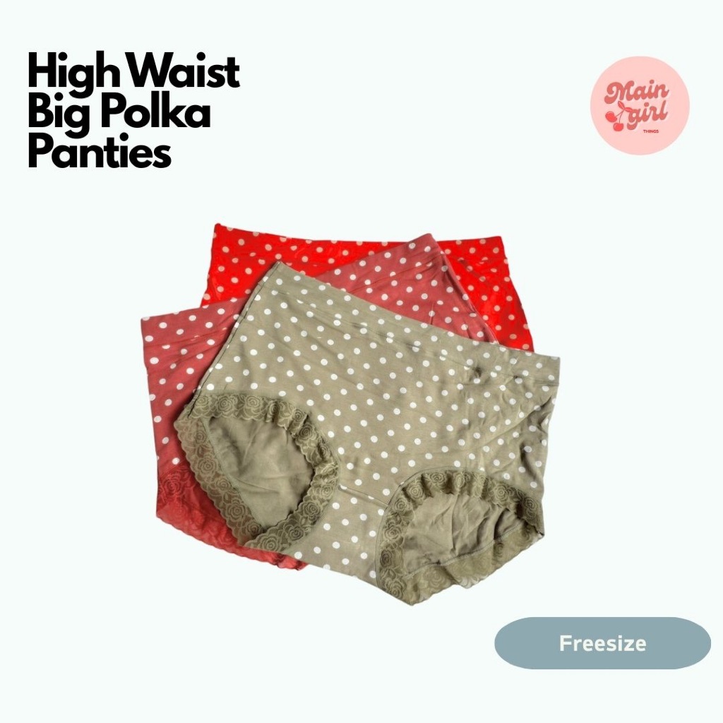 High Waist Panties Wanita Big Polkadot |CD Adem Celana dalam wanita seamless high waist jumbo katun