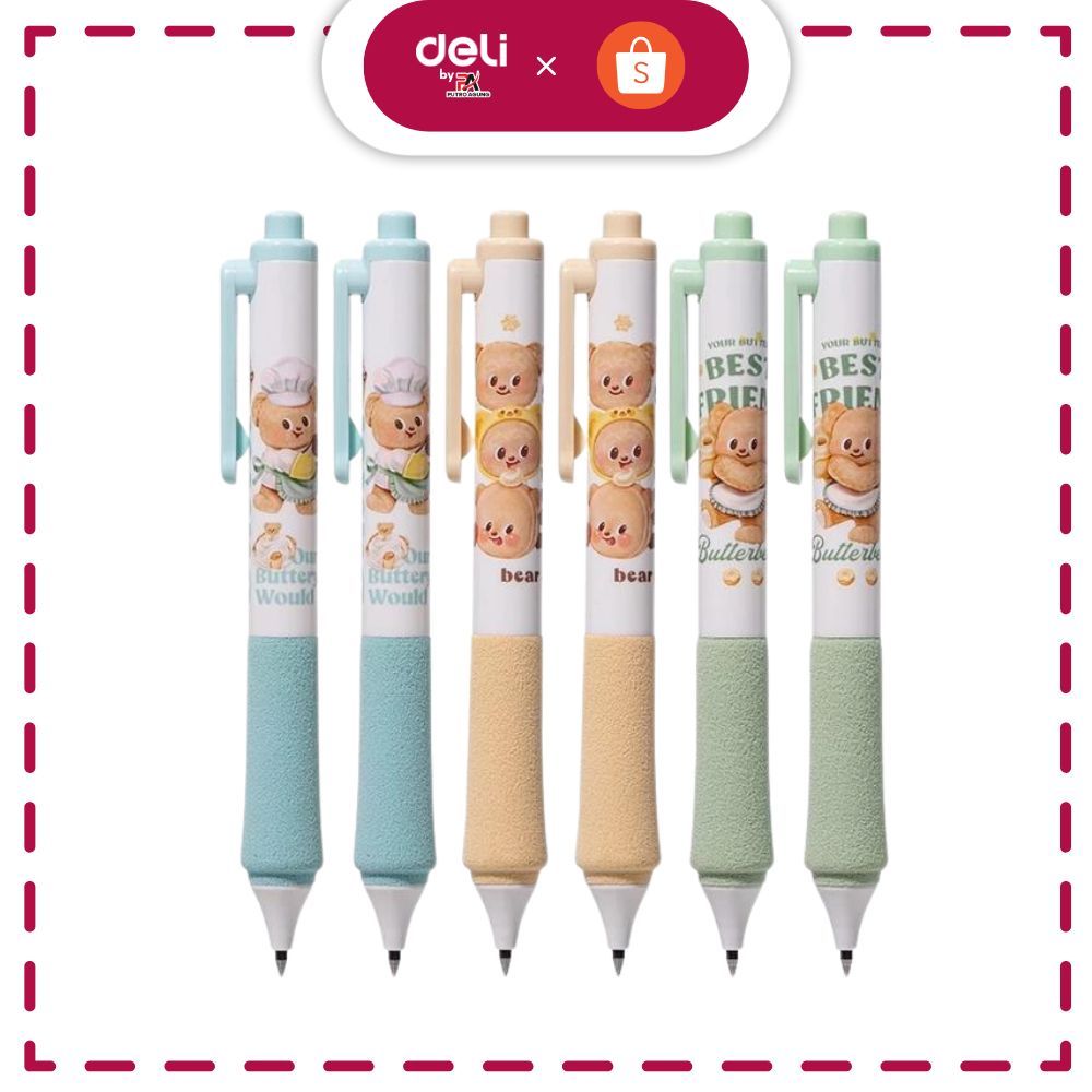 

Deli Gel Pen Pulpen ButterBear Black Hitam 0.5mm HY001