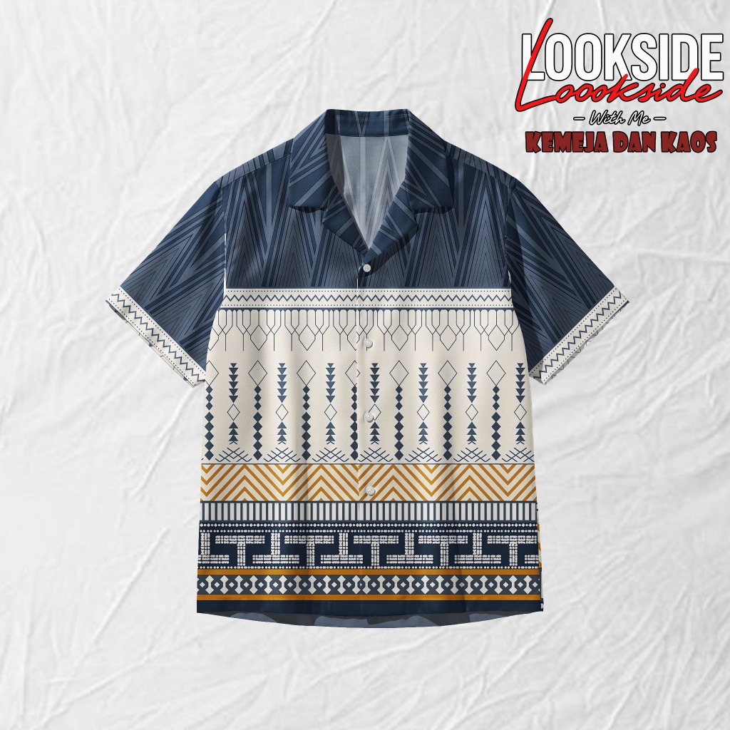 LOOKSIDE Kemeja Bohemian Style – Atasan Pria Kasual Motif Vintage Unik | LS94
