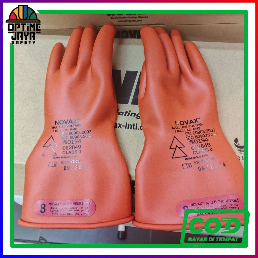 Sarung Tangan Anti Listrik Novax Class 00 - Class 0 - Class 1 - Class 2 - Class 3 Original Berkualit