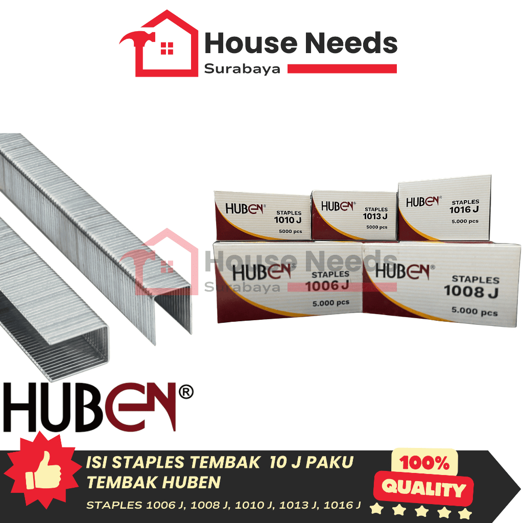 HUBEN Isi Staples Tembak 10 J Tajam Kuat Tebal 1006J 1008J 1010J 1013J 1016J