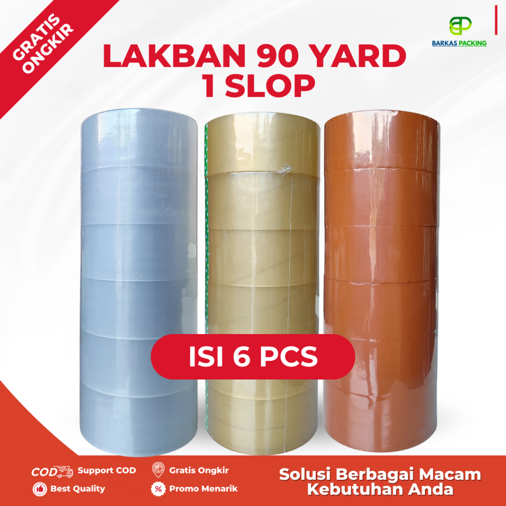

Isi 6 Pcs Lakban Coklat Bening 90 Yard x 45 mm Paling Dicari Berkualitas Daya Rekat Kuat