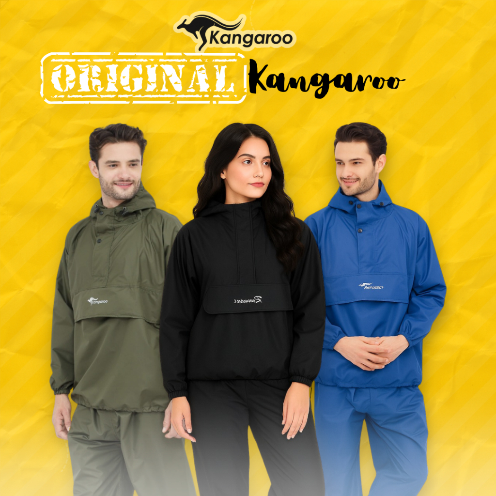 TERLARIS Jas hujan Mantel Kangaroo Raincoat Original Macropus Jas Hujan Saku Kangaroo Musim Hujan