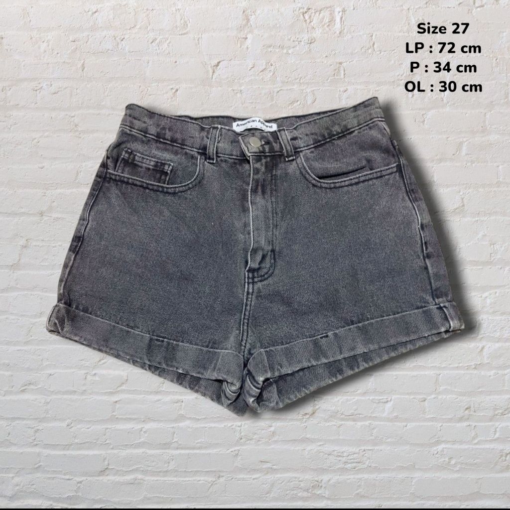 Size 27 Celana Pendek Hotpants Jeans American Apparel USA Grey Washed Original Second Preloved #MR29