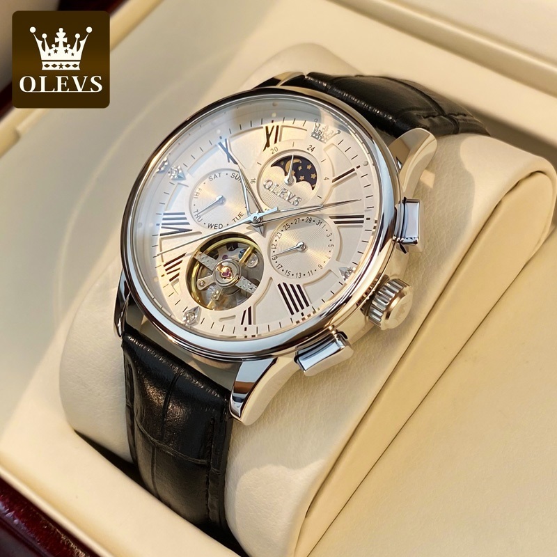 Jam Tangan Pria Automatic Original Anti Air Kulit Mewah Putih Pria Tahan Air