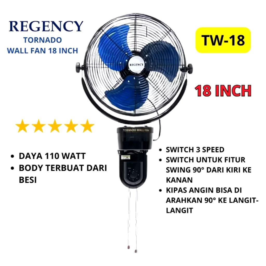 REGENCY Kipas Angin Dinding Tornado TW-18 Inch