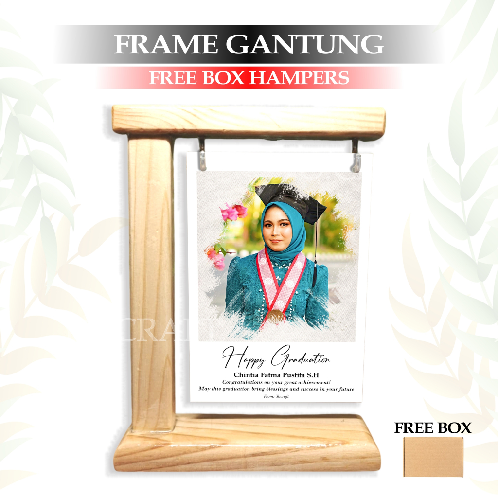 Kado unik Pigura kayu + Cetak foto Lukisan Custom GRATIS BOX, Untuk Kado Wisuda, Kado Hari Spesial