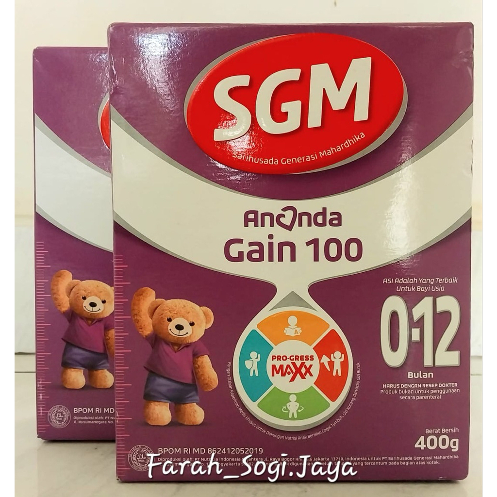 SGM Ananda Gain 100 (0-12 Bulan) 400g | Susu Tinggi Kalori
