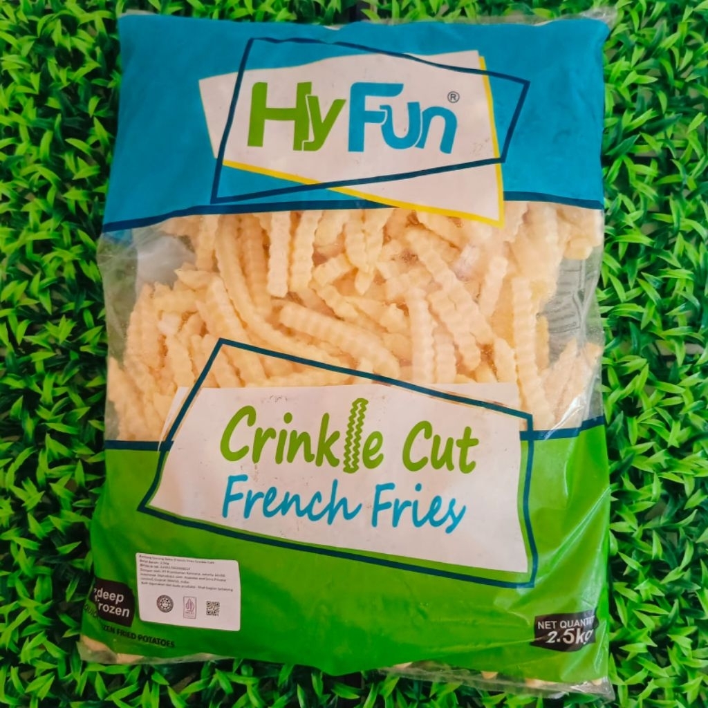 

Hy Fun French fries Crinkle Cut (Kentang Goreng Gelombang) - Berat 2,5 Kg