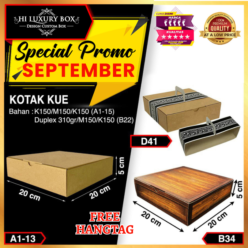 

Kotak Kue | Dus Kue | Kotak Serbaguna | Kotak Murah Kraft 20X20X5 Box Packaging Polos|A1-13