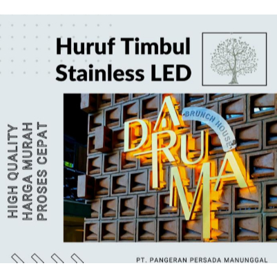 Huruf Timbul Stainless Gold Premium Backlight LED