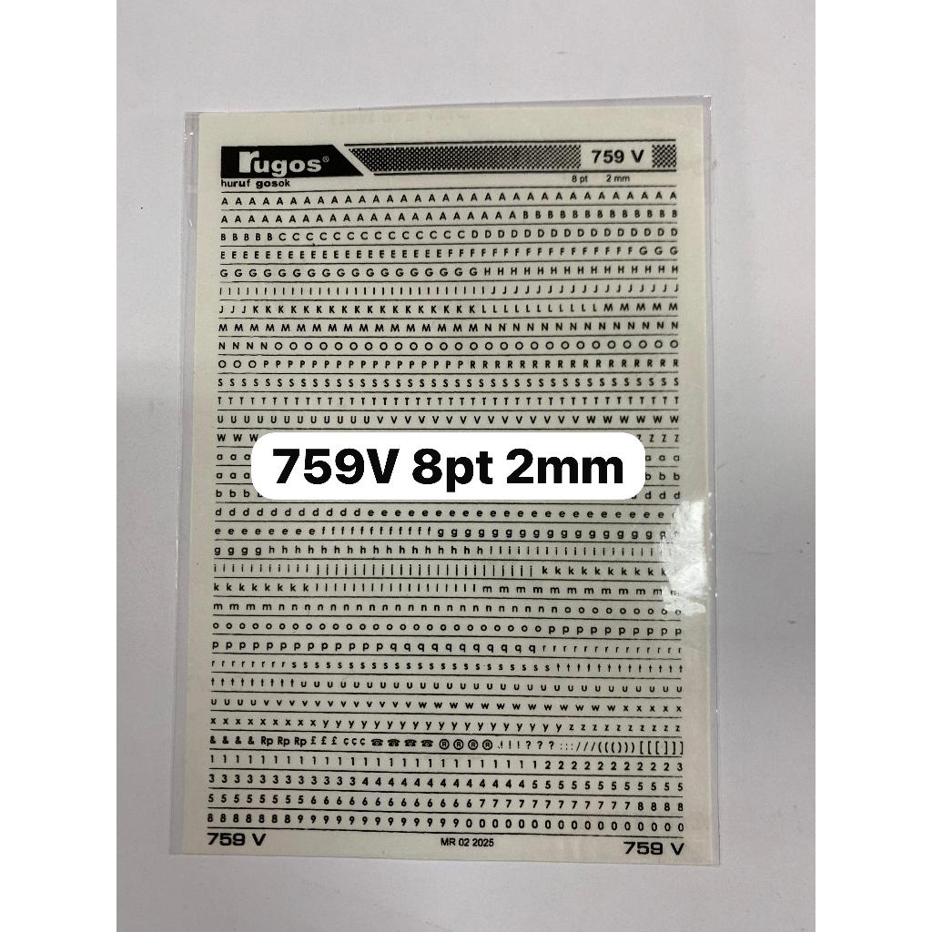 

rugos huruf angka ukuran 1 mm sd 2.5 mm satuan per lembar warna hitam