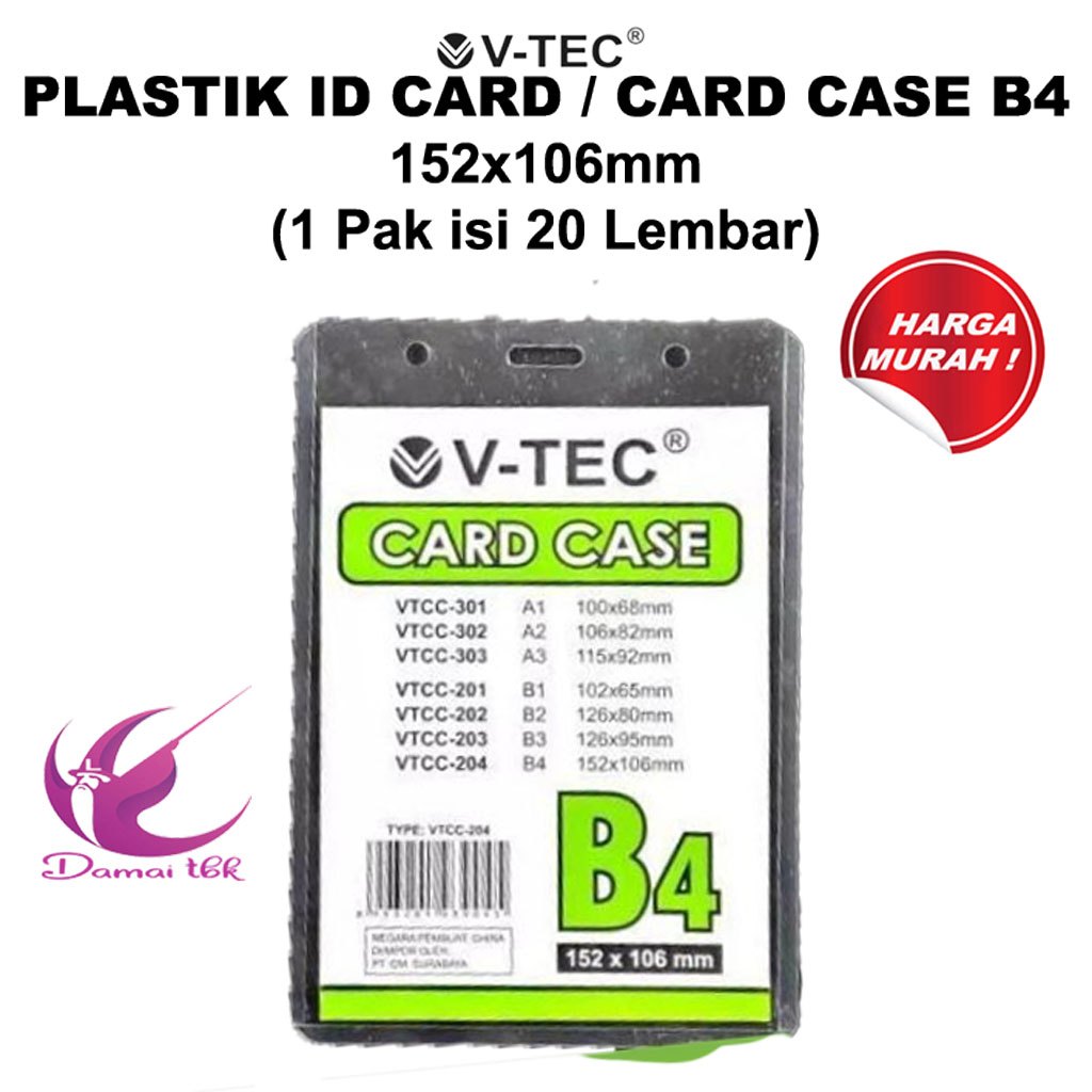 

(1 Pak Isi 20 Lembar) V-tec Plastik ID Card B4 / Card Case B4 (105x150mm)