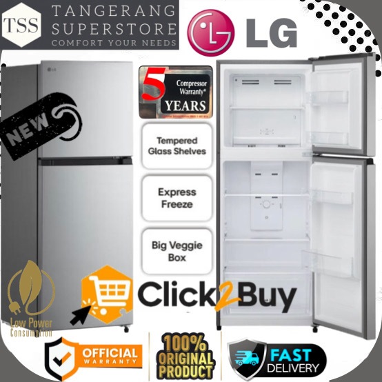 LG KULKAS GN-B202SQIR B202SQIR GNB202SQIR SMART COOLING 202L LEMARI ES 2 PINTU SUPER LOW WATT LG KUL