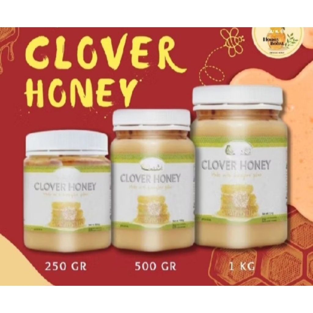 

madu clover honey 1kg, 500gr,250gr exp 2028 ori free sendok kayu