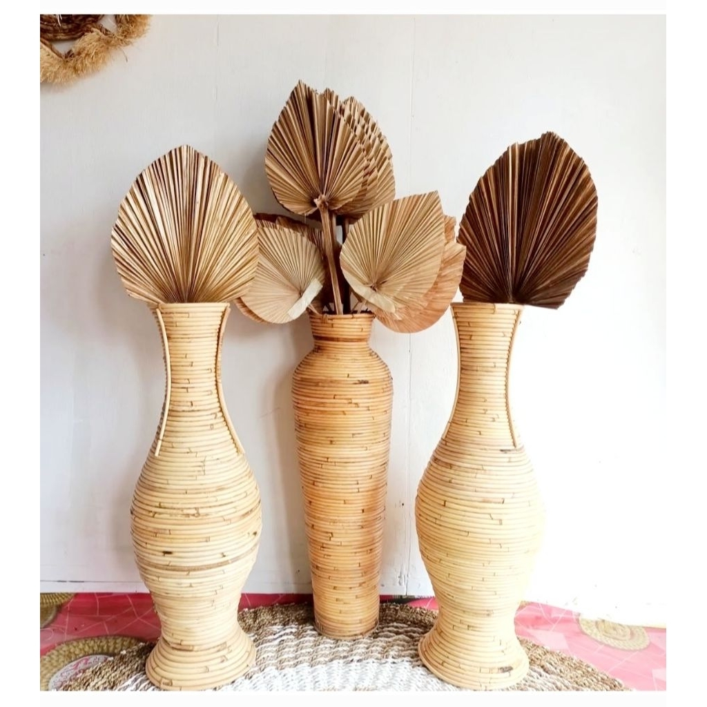 Vas rotan Guci rotan Tempat Bunga dari rotan tinggi 70 cm