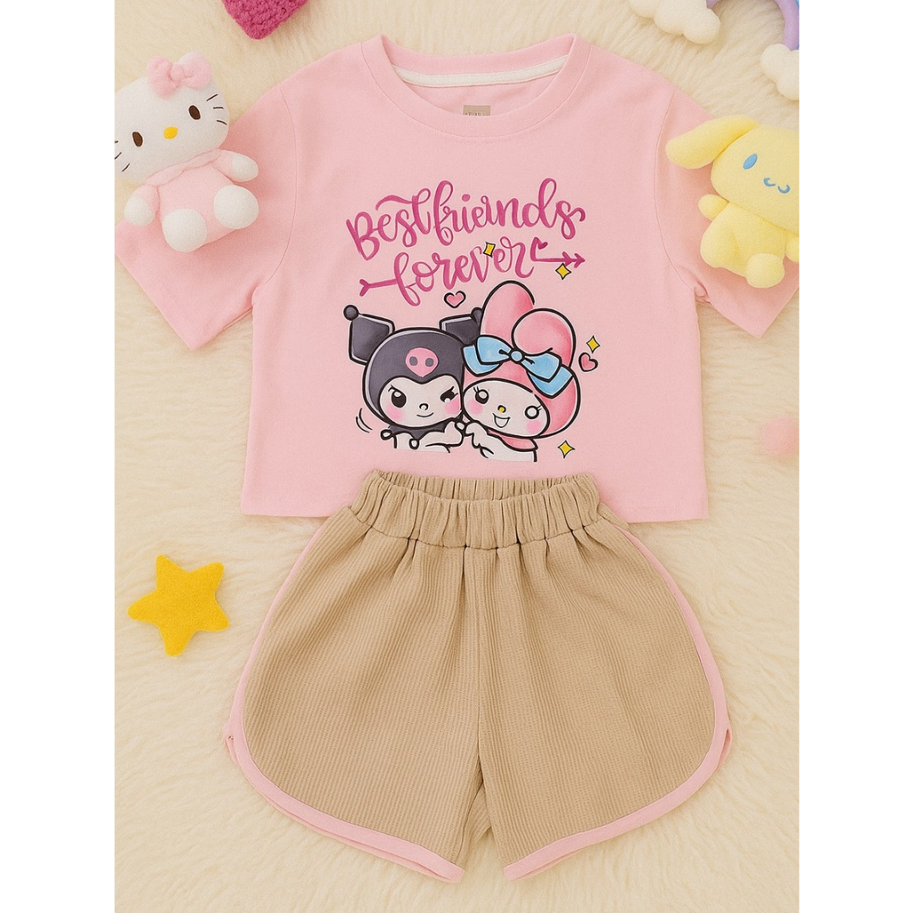 SETELAN / SET BAJU ANAK PEREMPUAN UMUR 9-10 TAHUN KUROMI MELODY