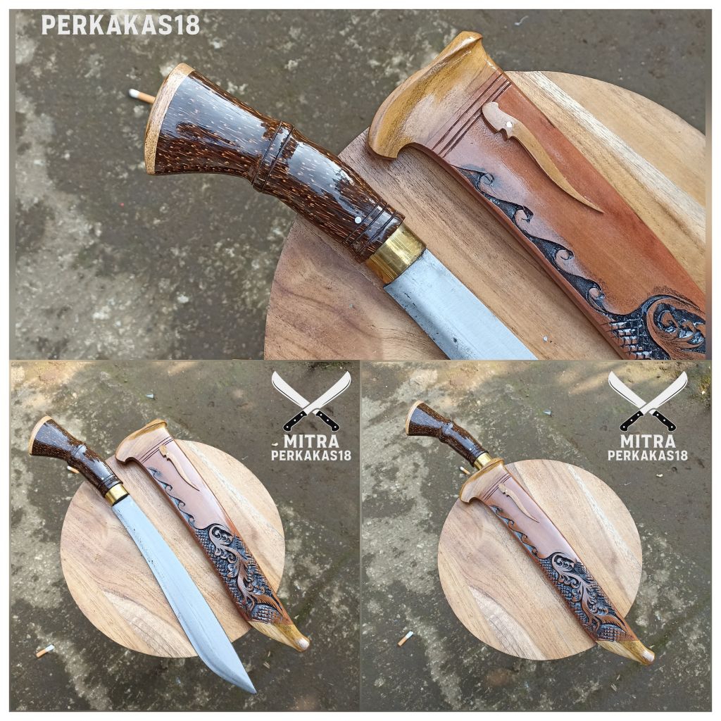 alat kerja berat kukri+gratis gantungan kujang kuningan mitra perkakas18 tjibatoe